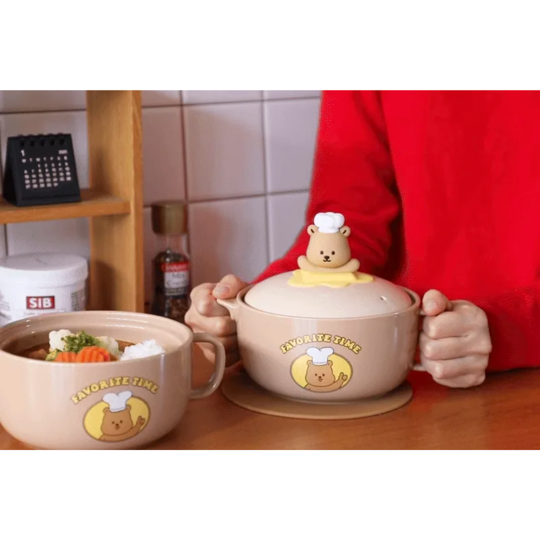 【預購】韓國 Dailylike 小熊泡麵陶瓷鍋 (800ml)