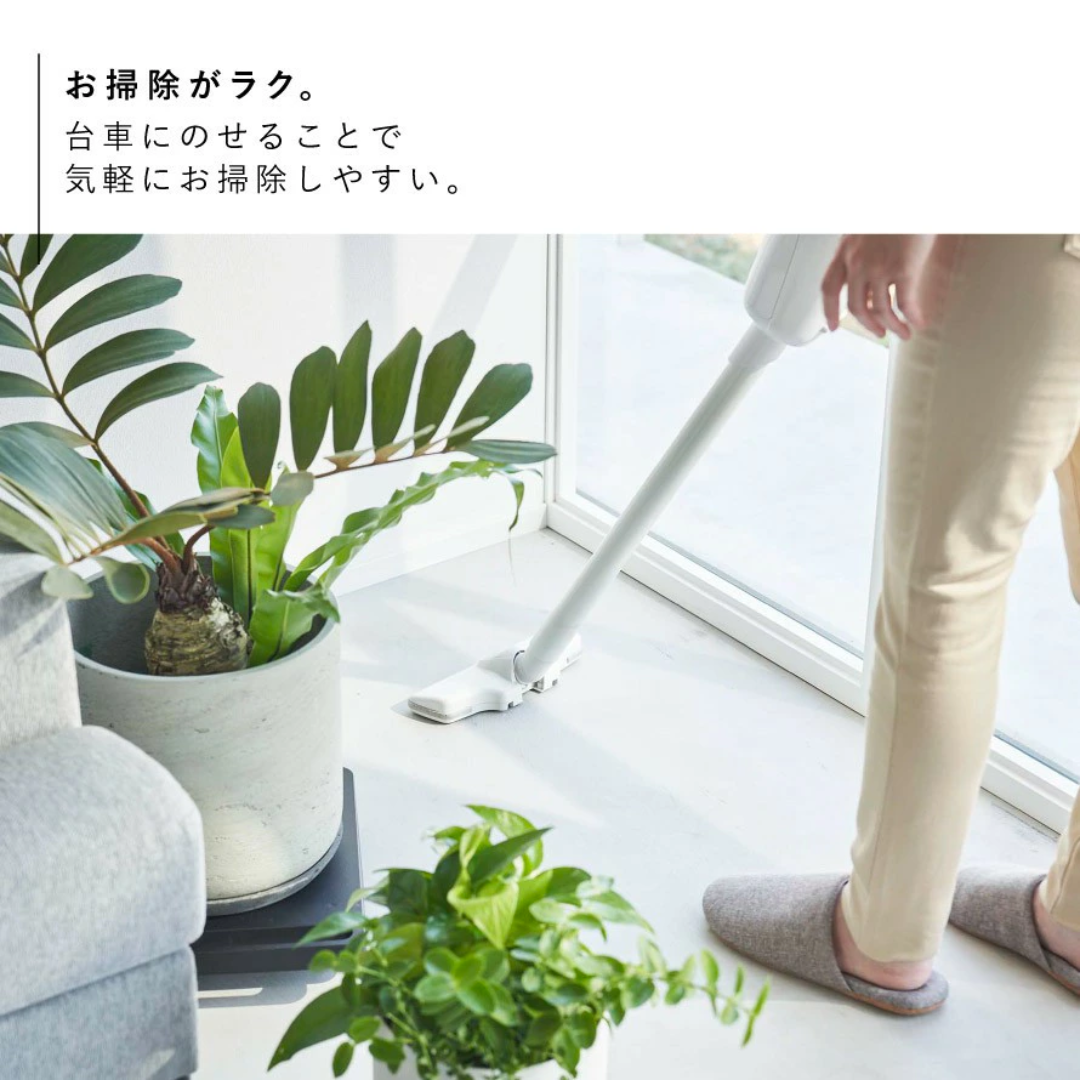 【預購】日本進口 山崎實業 YAMAZAKI 獨立式方形360度旋轉花盆風扇加濕機推車