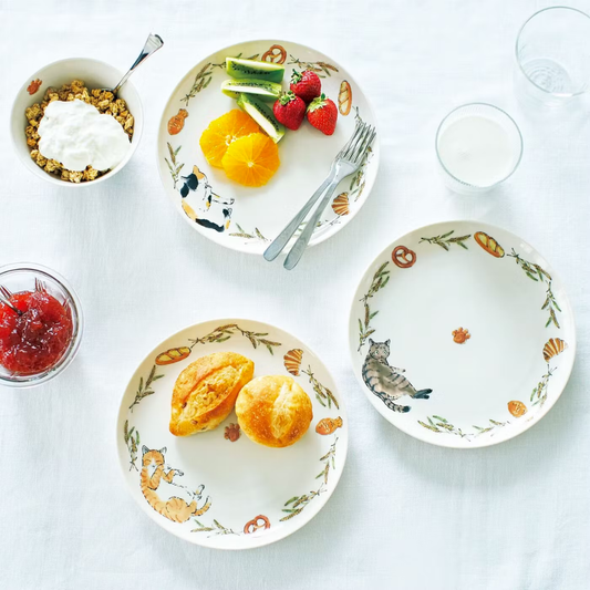 【預購】日本製 FELISSIMO 貓部 Haramichiyo老師繪畫 貓咪早餐深碗/餐碟