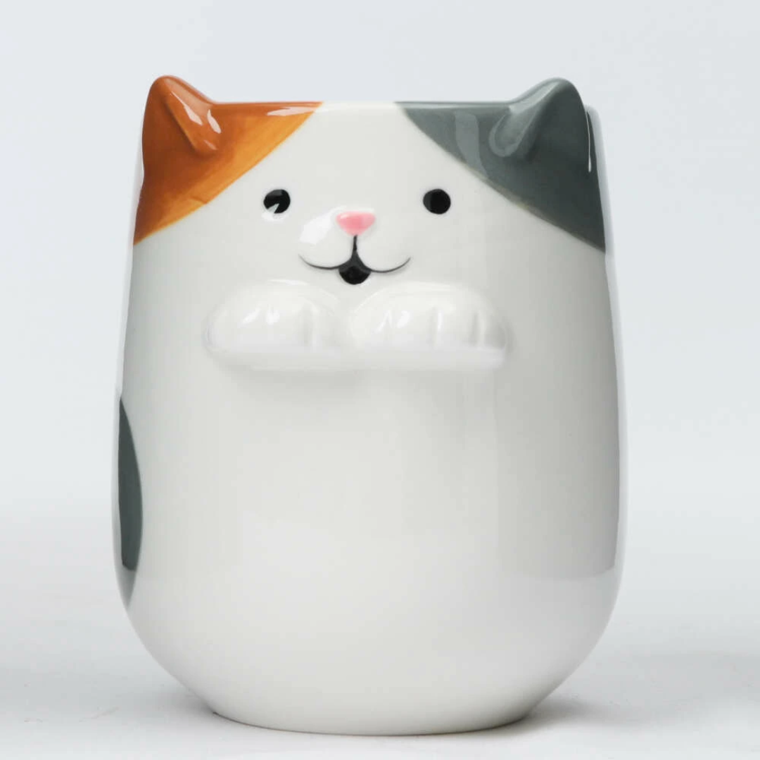 【預購】日本 DECOLE 三色貓柴犬兔仔 立體托手手造型陶瓷茶杯
