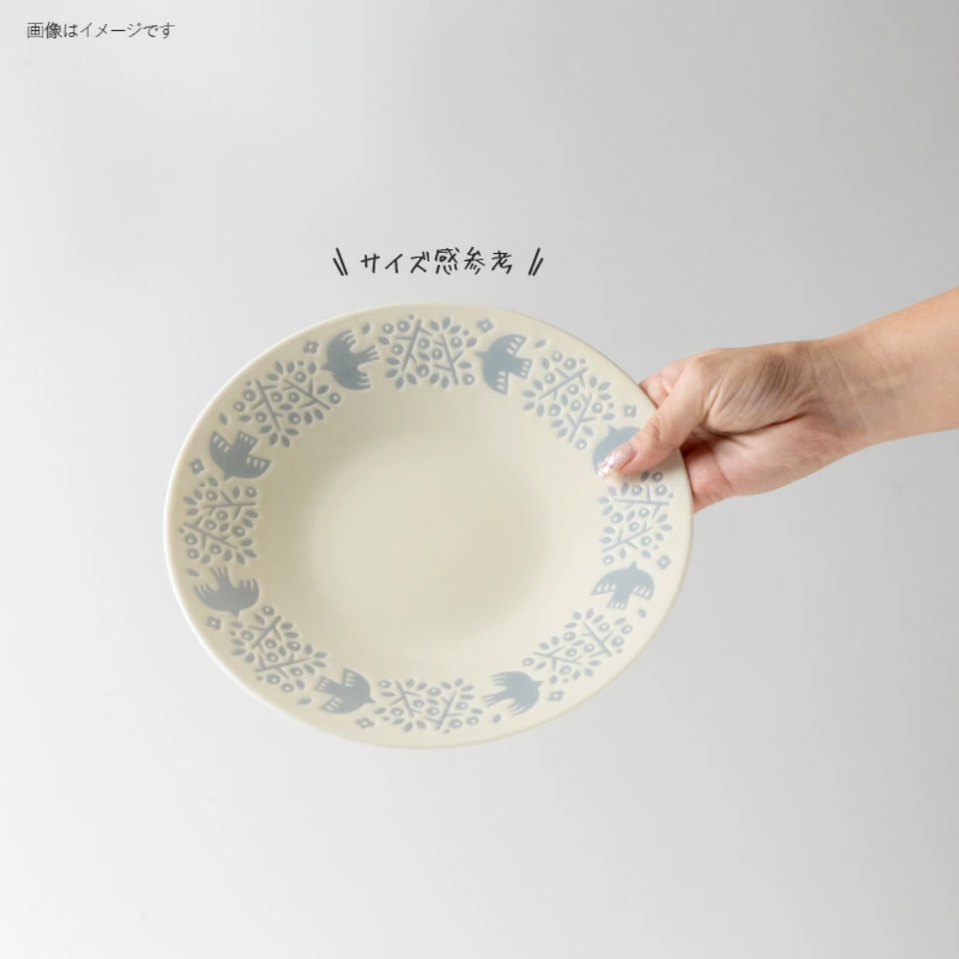 【預購】日本 Minorutouki LINTU 美濃燒 釉下彩 陶瓷小鳥深餐盤/餐碟