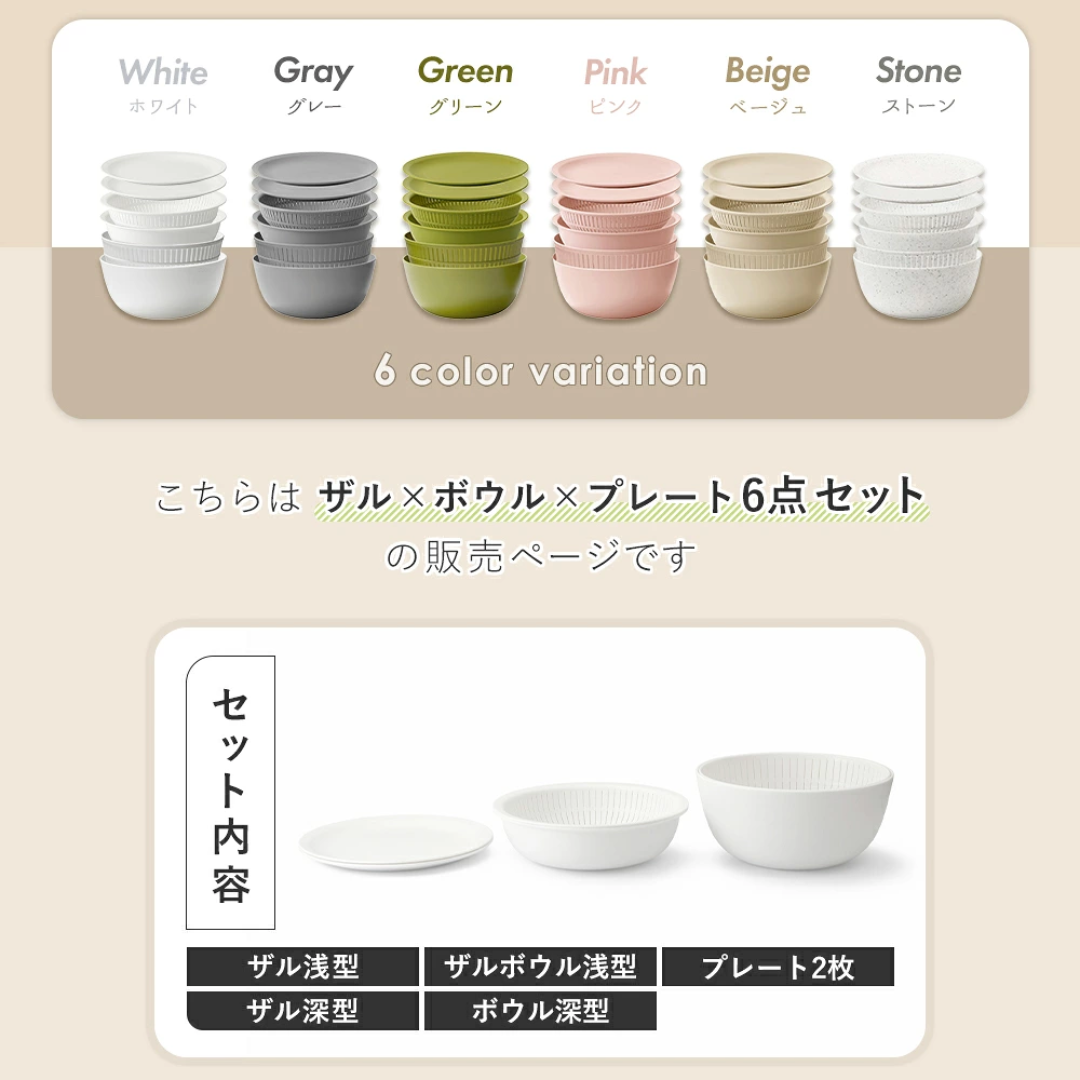 【預購】日本 Like-it 多功能洗米瀝水盆與料理盆 6件套組