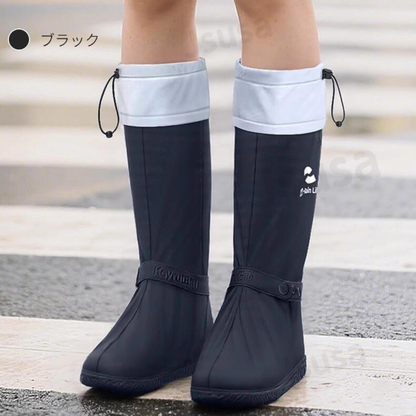 【預購】日本進口 梅雨/防颱風必備 便攜式防水鞋套 高筒防滑雨鞋套