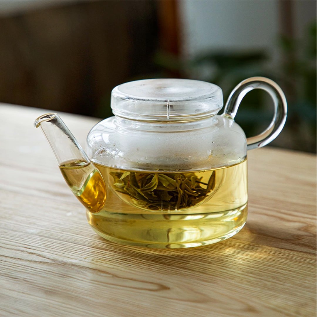 【預購】日本霜山 SHIMOYAMA 高硼矽耐熱玻璃花茶壺750ml＋燭台加熱溫茶座套組