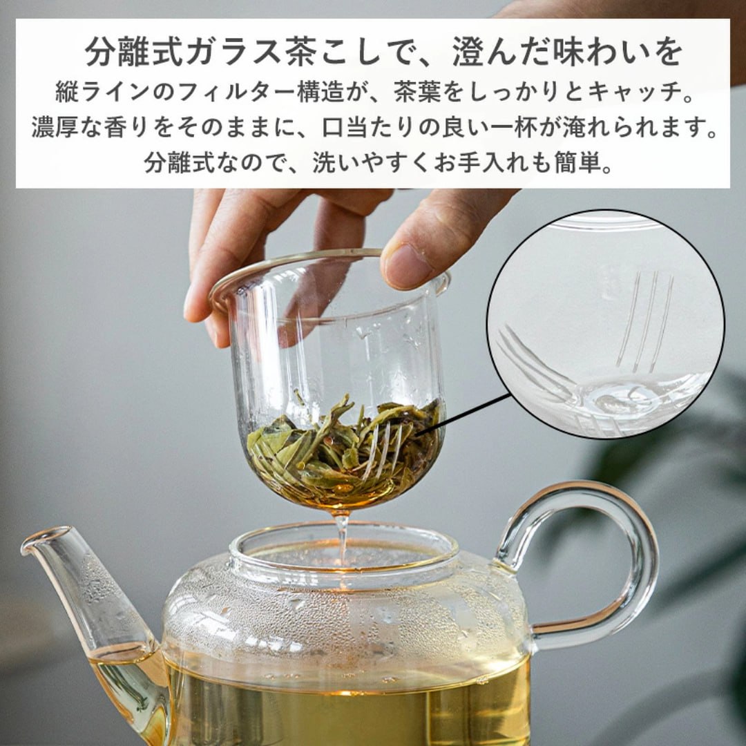 【預購】日本霜山 SHIMOYAMA 高硼矽耐熱玻璃花茶壺750ml＋燭台加熱溫茶座套組