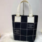 【 In - Stock 】Chanel Coco mark Vintage 黑色x白色巧克力格帆布手提包 - Cnjpkitchen ❤️ 🇯🇵日本廚具 家居生活雜貨店