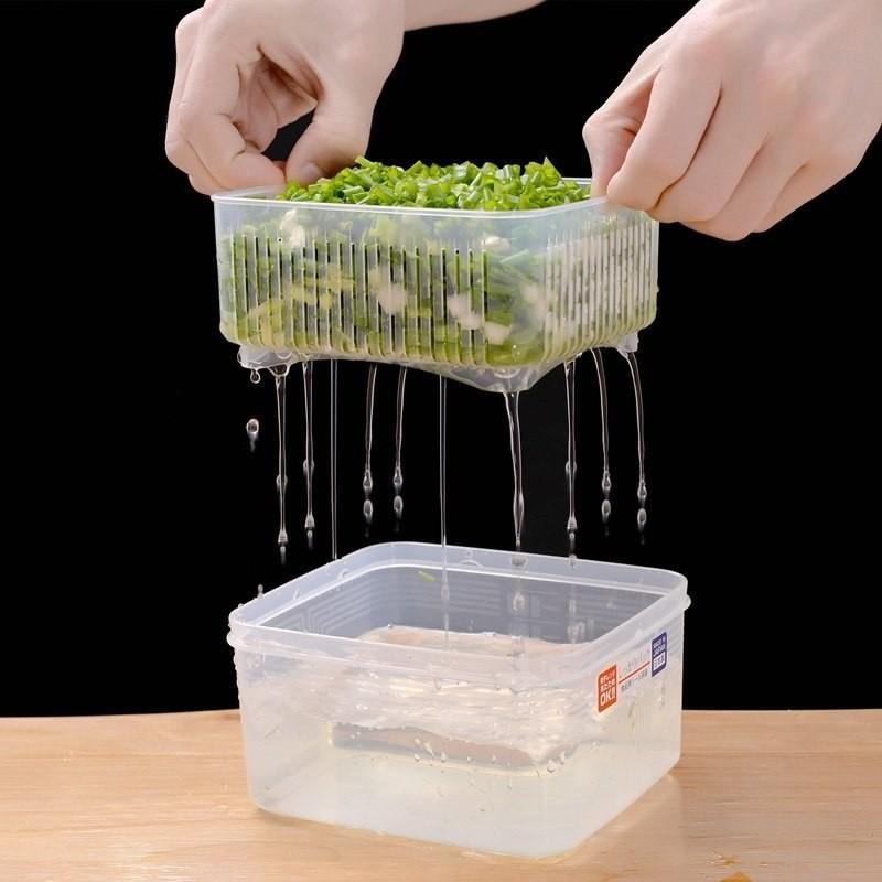 【預購】日本製 NAKAYA 方形瀝水保鮮盒 (1.1ʟ) - Cnjpkitchen ❤️ 🇯🇵日本廚具 家居生活雜貨店