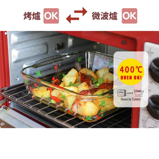 【現貨】森林花花高溫耐熱玻璃烤盤 - Cnjpkitchen ❤️ 🇯🇵日本廚具 家居生活雜貨店