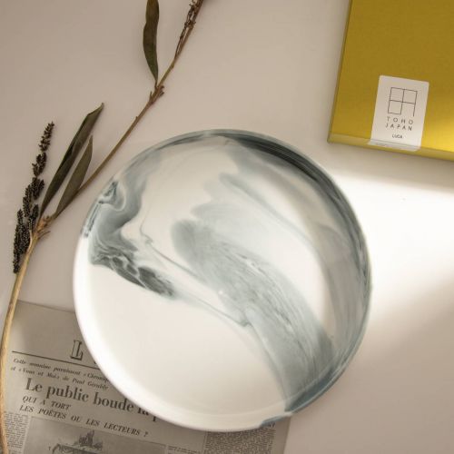 【預購】日本製 Luca Plate 雲石灰色美濃燒餐碟 (24.5cm)
