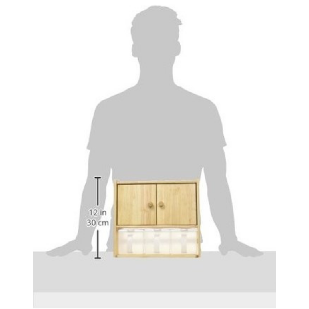 【預購】日本進口 PEARL METAL 木製廚房儲物櫃 (附3個調味料盒）
