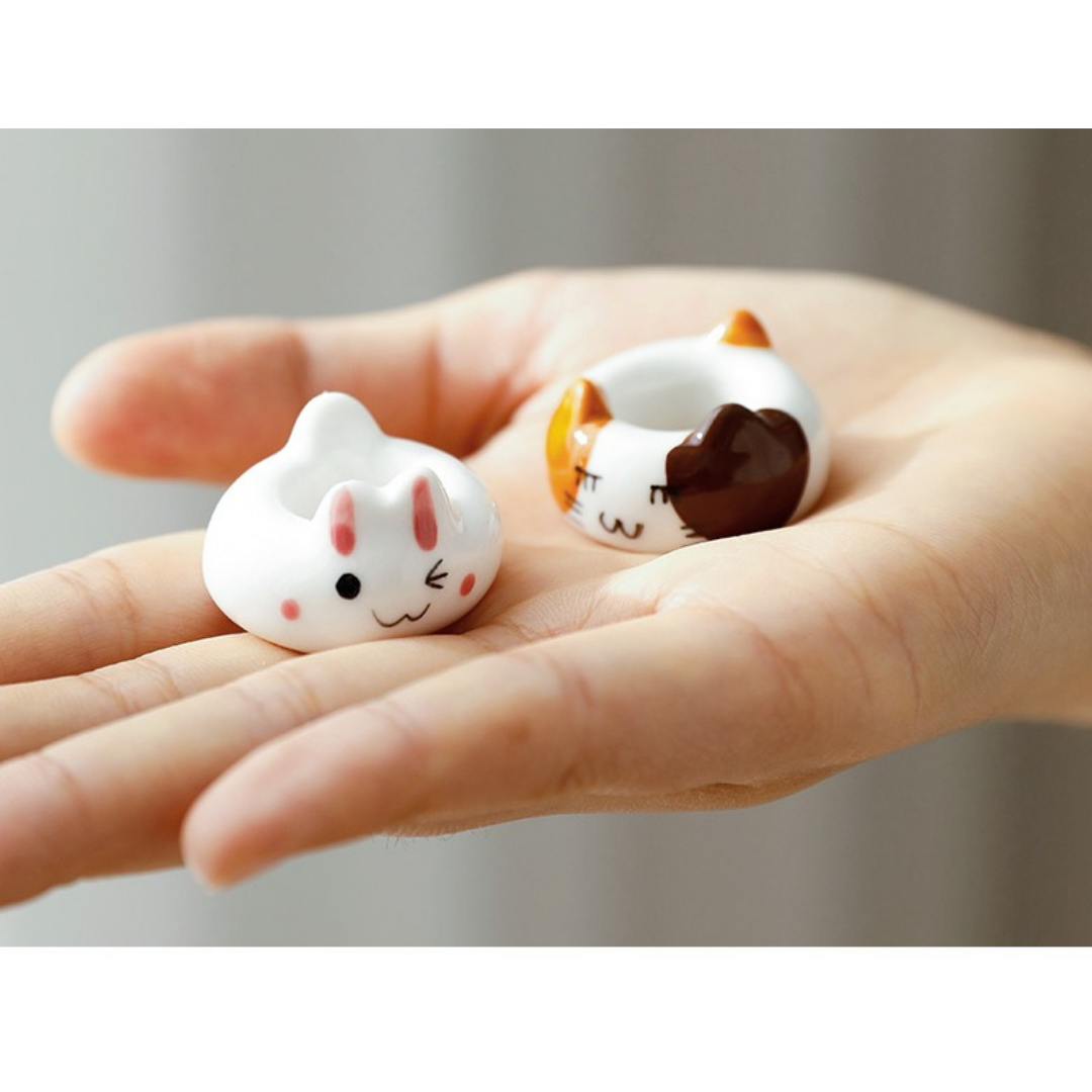 【預購】 貓貓兔仔 甜甜圈筷子架套裝（附木質收納桿）