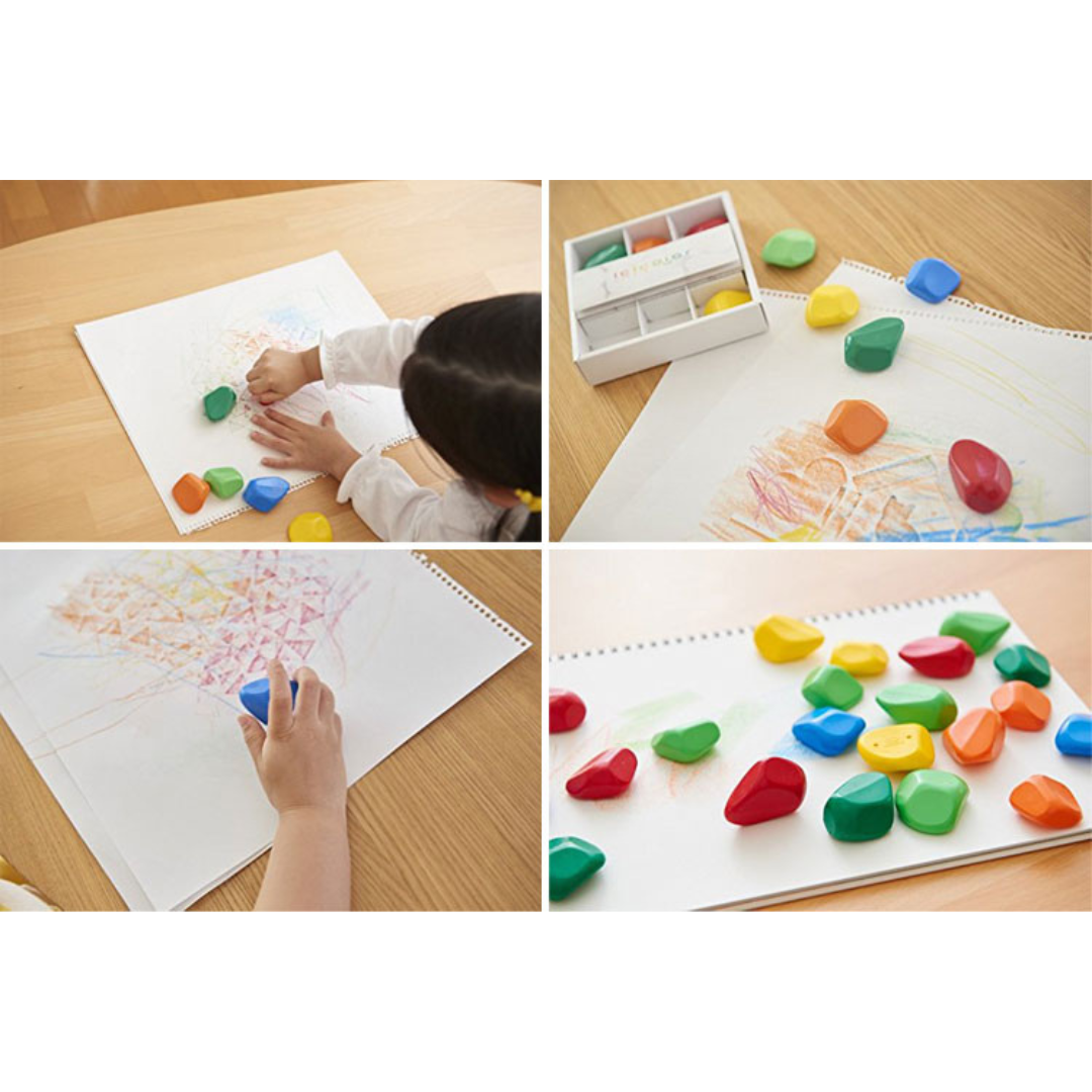 【預購】日本製 icicolor 創意石頭造型兒童蠟筆(6色)