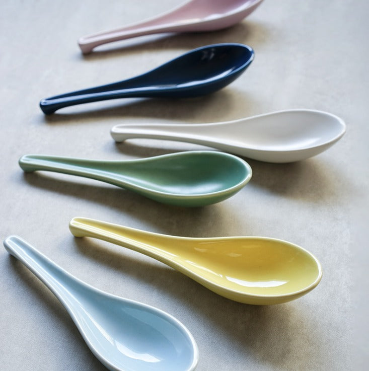 【預購】馬卡龍色 直柄中式陶瓷湯勺 (2入)