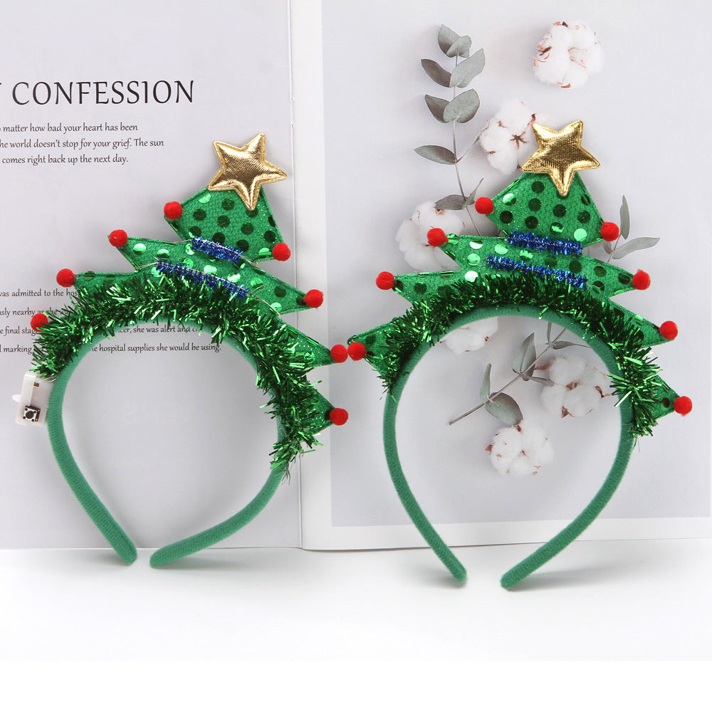 【預購】聖誕樹造型頭飾 帶燈頭箍