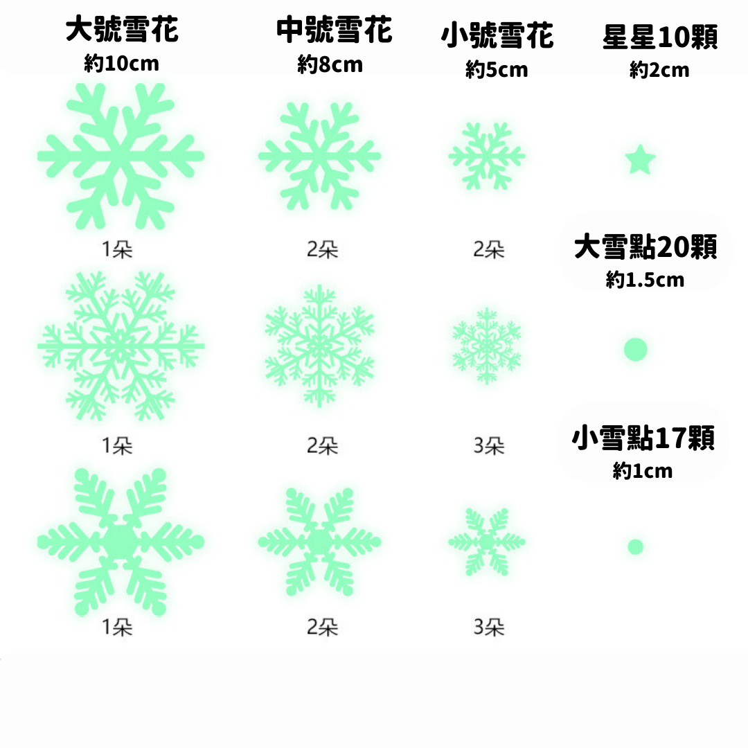 【預購】聖誕節 夜光雪花裝飾貼紙套裝 - Cnjpkitchen ❤️ 🇯🇵日本廚具 家居生活雜貨店