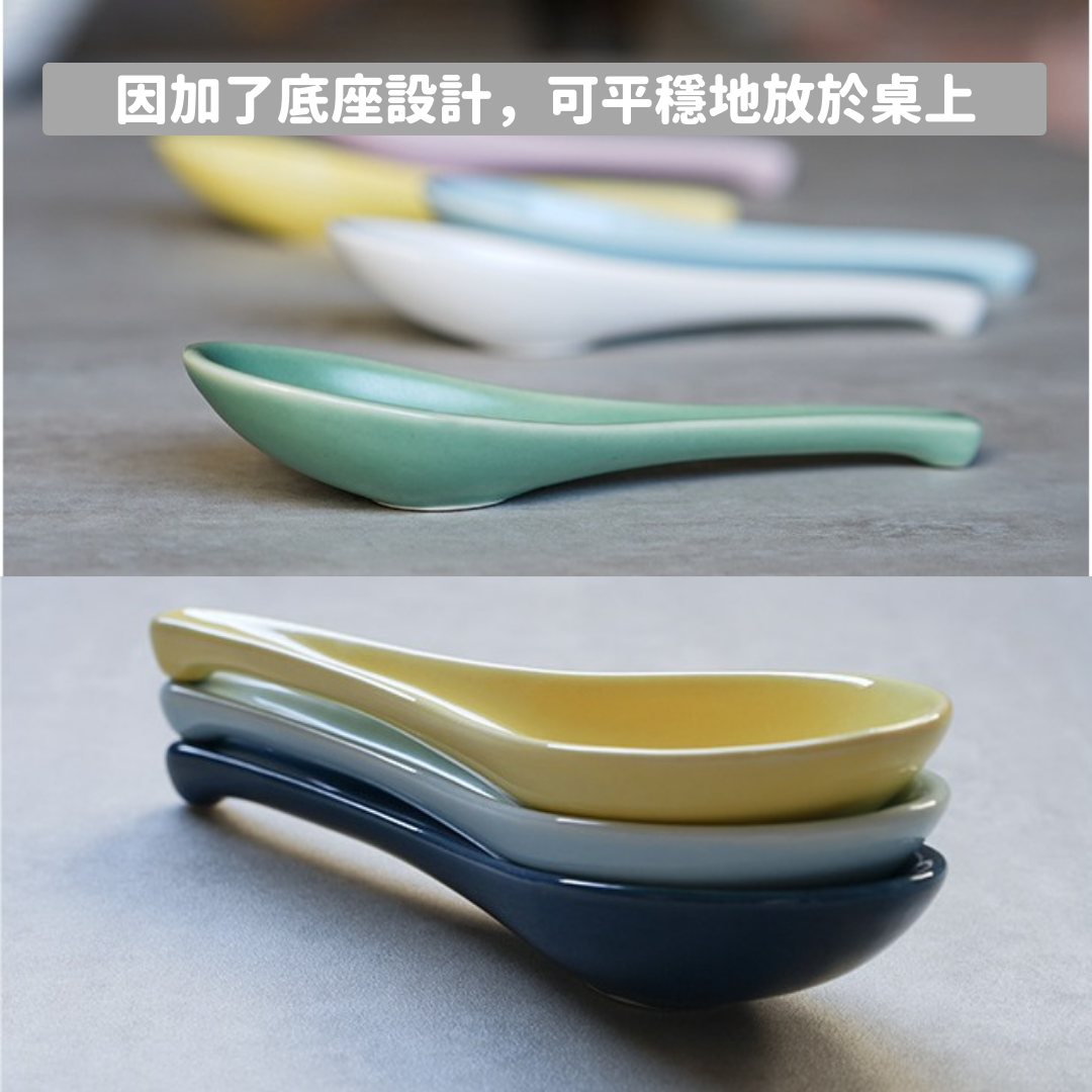 【預購】馬卡龍色 直柄中式陶瓷湯勺 (2入)