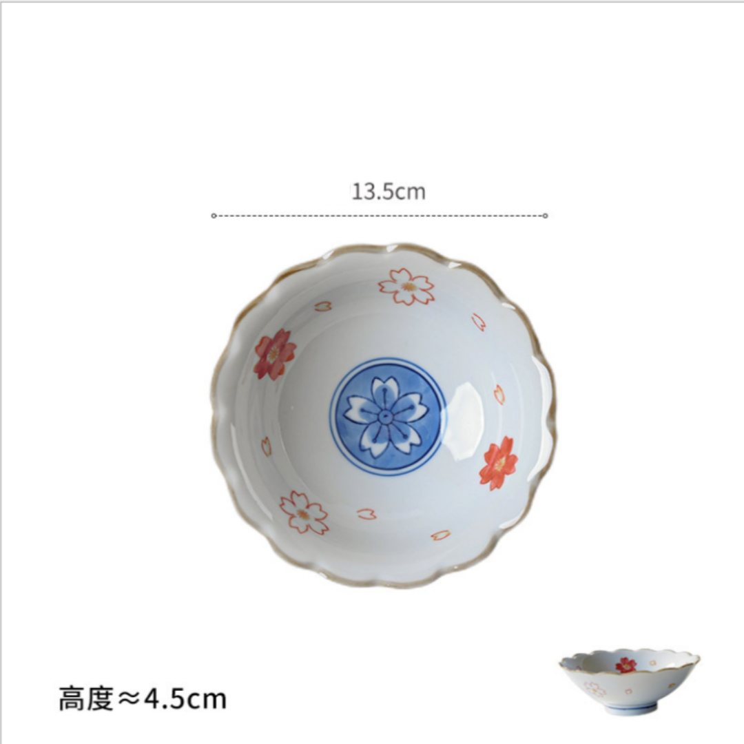 【預購】梨花紅櫻 釉下彩陶瓷輕食碗 (2入)