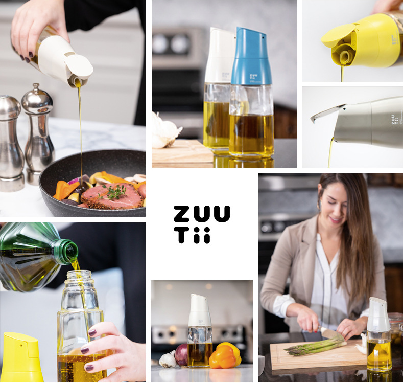 【預購】加拿大zuutii 自動開蓋 耐熱 防滴漏 廚房玻璃油壺 (500ML)