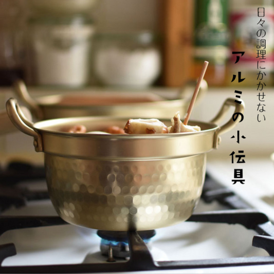 【預購】日本製 小伝具 北陸鋁製 不易粘平底鍋配木蓋