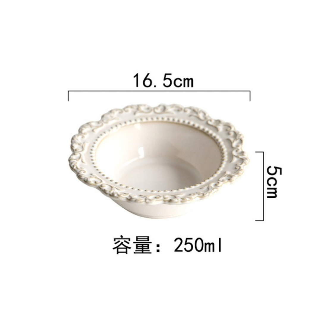 【預購】法式復古浮雕陶瓷湯碗餐盤