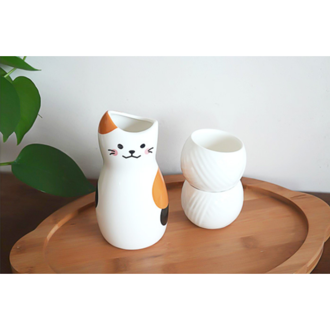 【現貨】貓貓陶瓷清酒壺套裝 (一壺兩杯)