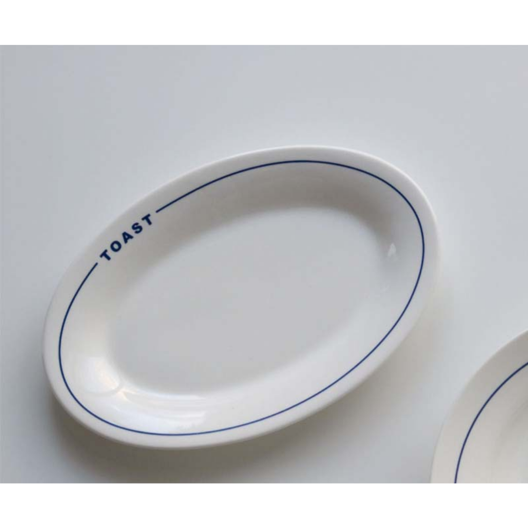 【預購】簡約法式藍邊吐司陶瓷餐碟 - Cnjpkitchen ❤️ 🇯🇵日本廚具 家居生活雜貨店