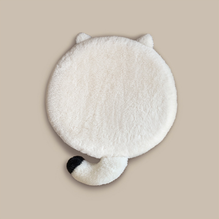【預購】貓貓長毛絨可拆洗回彈圓形坐墊