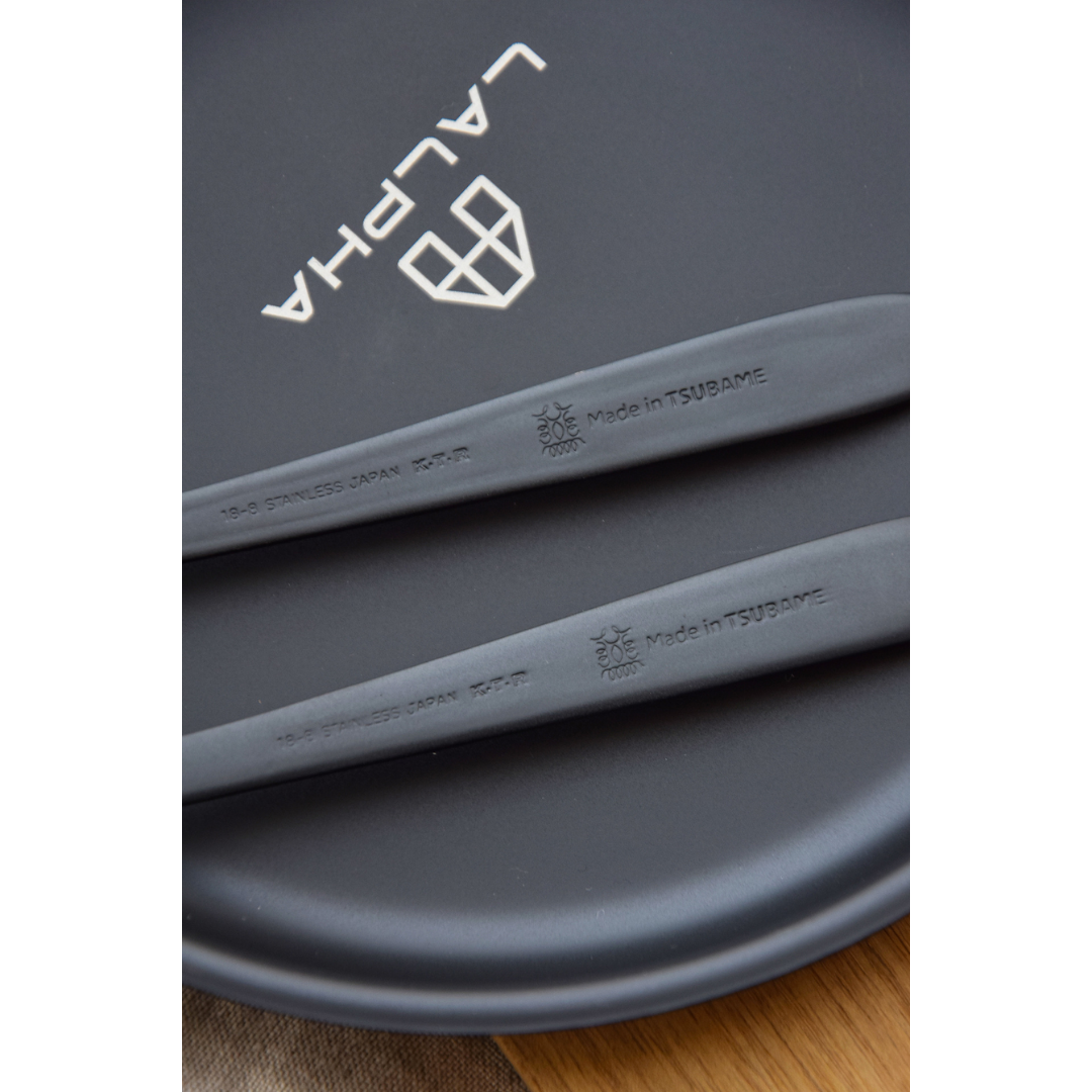 【預購】日本製 LALPHA 黑色户外燒烤露營刀叉勺（六件套）
