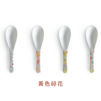 【預購】日本製 彩色碎花陶瓷勺 (5入)