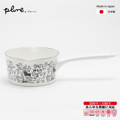 【預購】日本製 plune 單柄搪瓷牛奶鍋