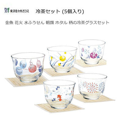 【預購】日本製 TOYO佐佐木玻璃 金魚煙花牽 玻璃杯套裝 (5入)