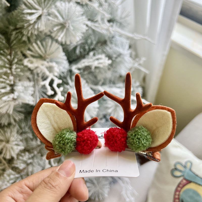 【預購】聖誕鹿造型頭飾 毛絨耳朵髮夾