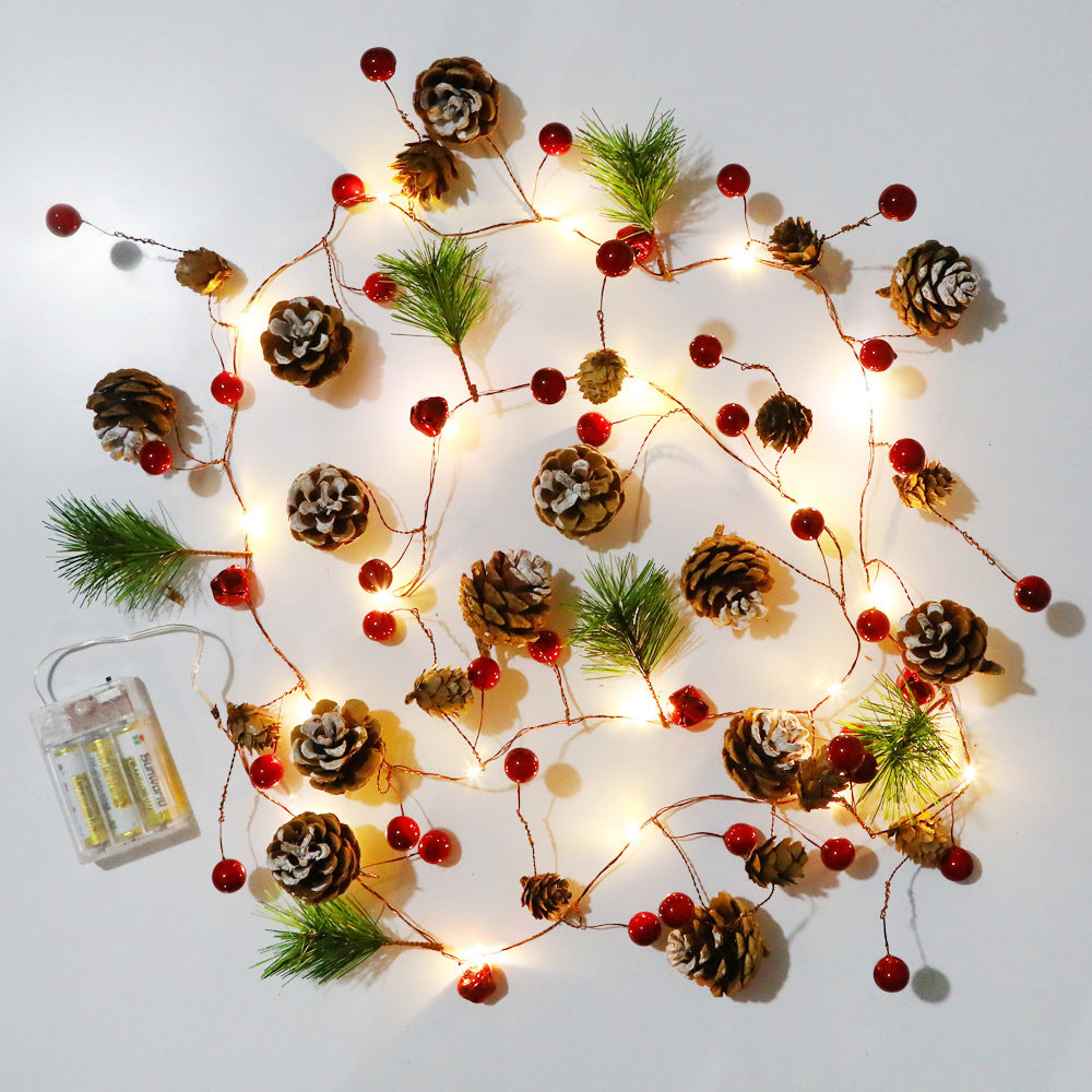 【預購】聖誕節 松針松果紅果 LED銅線燈串 (2米 / 3米) - Cnjpkitchen ❤️ 🇯🇵日本廚具 家居生活雜貨店