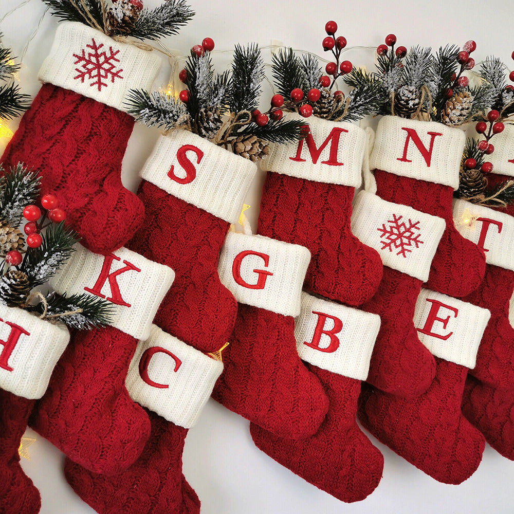 【預購】北歐風 針織英文字母聖誕襪