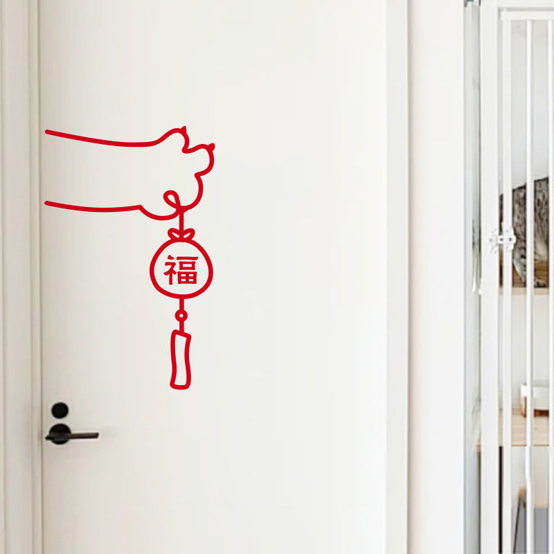 【預購】貓貓的祝福 新年玻璃門牆裝飾貼紙 - Cnjpkitchen ❤️ 🇯🇵日本廚具 家居生活雜貨店