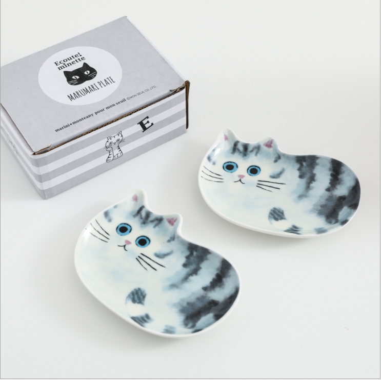 【預購】直立貓貓陶瓷調味碟/醬油碟 (1對2入) - Cnjpkitchen ❤️ 🇯🇵日本廚具 家居生活雜貨店