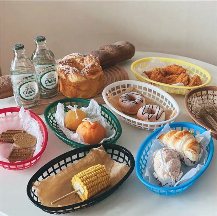 【預購】彩色塑膠 水果薯條漢堡小食籃(2入) - Cnjpkitchen ❤️ 🇯🇵日本廚具 家居生活雜貨店