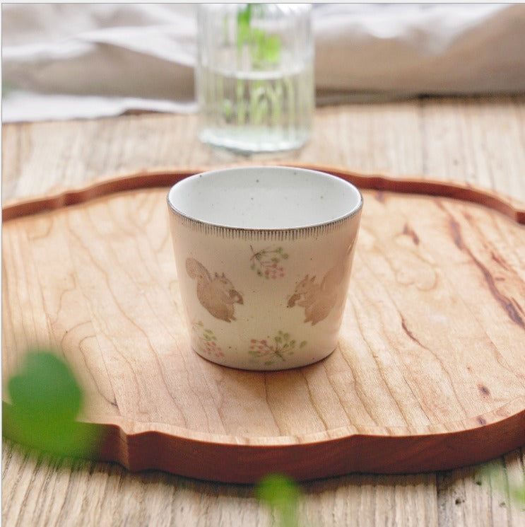 【預購】日本製 復古 燕子松鼠陶瓷杯