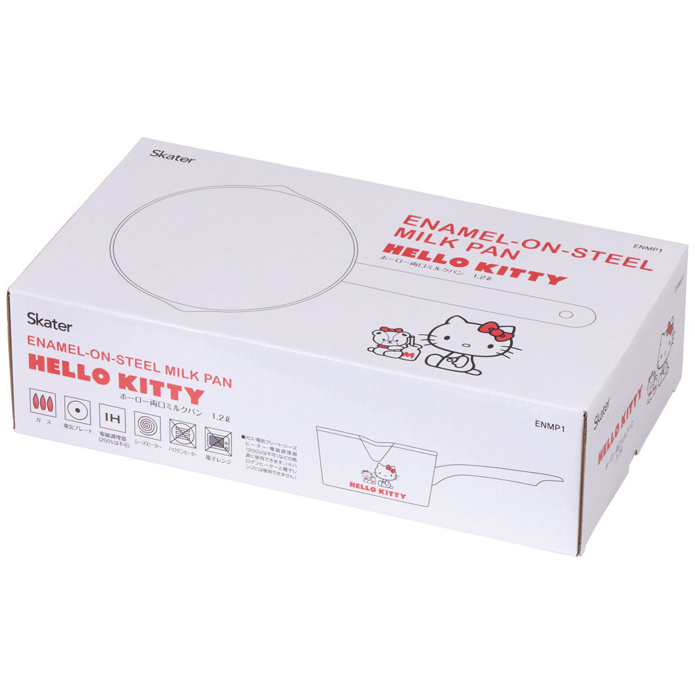 【預購】日本進口 SKATER  Hello Kitty 雙口搪瓷牛奶鍋 (1.2L)