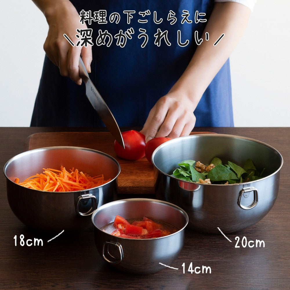 【預購】日本製 下村 Mama Cook  不銹鋼料理碗連膠蓋