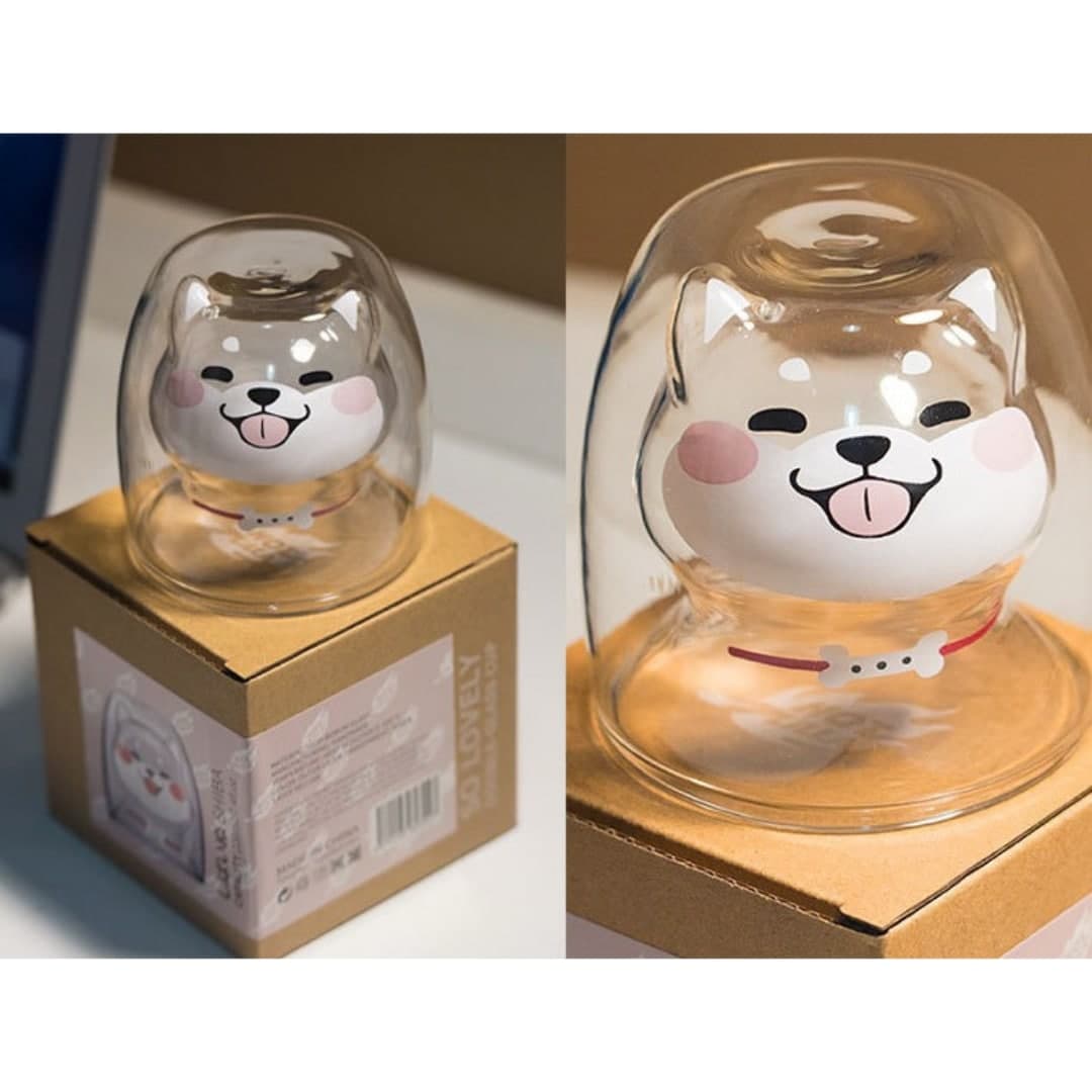 【預購】立體雙層柴犬造型耐熱玻璃杯 - Cnjpkitchen ❤️ 🇯🇵日本廚具 家居生活雜貨店